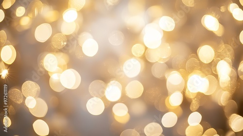 Abstract background with light yellow and gold particles, golden Christmas light particles shine bokeh on a abstract white and golden background, gold foil texture concept.