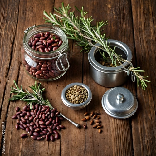 Healthy Ingredient: Pinto Beans, Rustic Background