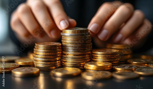 “Businessman Stacking Coins for Money and Finance Concept” 