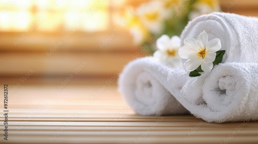 Closeup of a towel infused with essential oils in a sauna, Aromatic Towel Treatment, showcasing a luxurious spa practice Closeup of a towel infused with essential oils in a sauna, Aromatic Towel Treatment, showcasing a luxurious spa practice