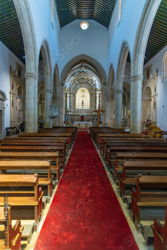 Interior of the 15th-century Church of St. John the Baptist in Tomar, Portugal, built by King Manuel I in the Manueline style. photo