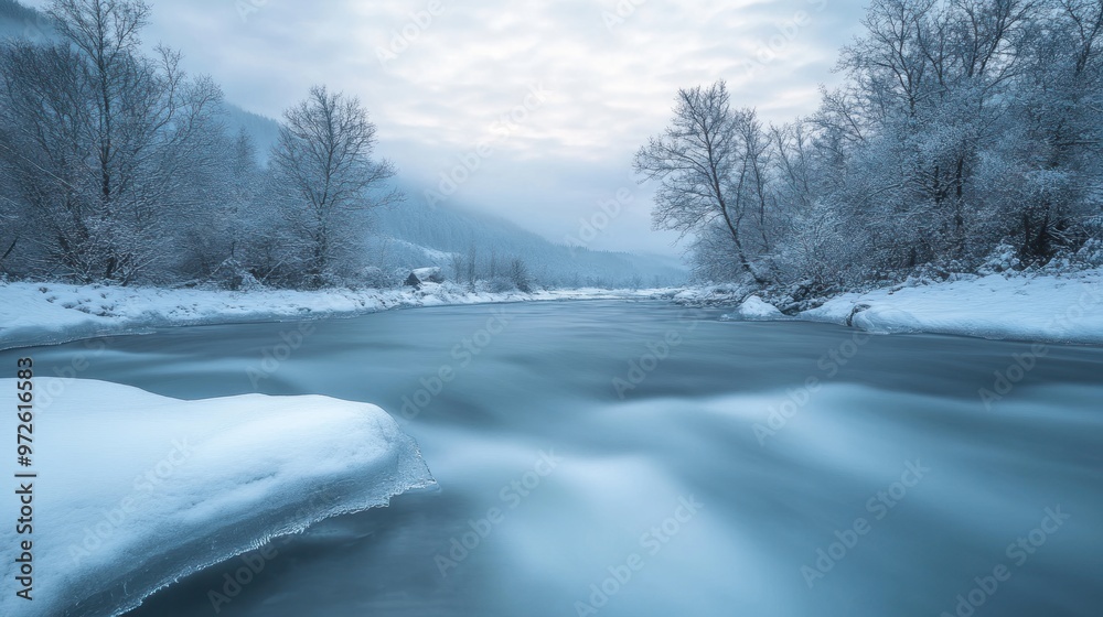 Winter River Landscape Winter River Landscape