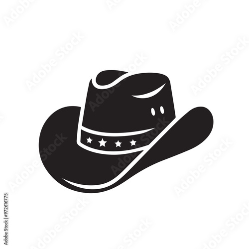 Cowboy hat silhouette. Hat illustration. Hat logo, icon vector design.