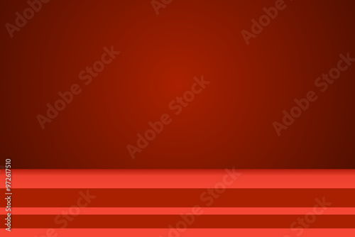 Bright red stage background, step and stage podium. Vector illustration design for theatre, product display, presentation.	
