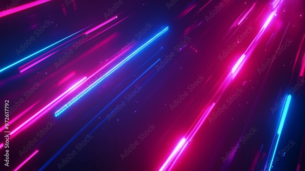 Obraz premium Pink and blue light glow line neon futuristic effect background