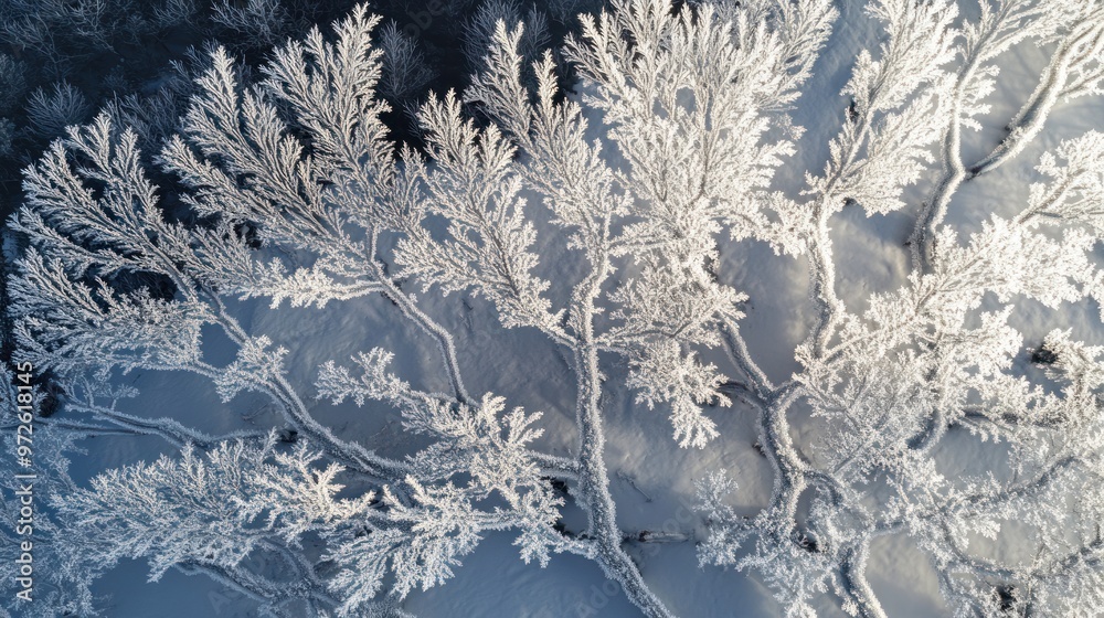 Aerial View of a Snowy Forest