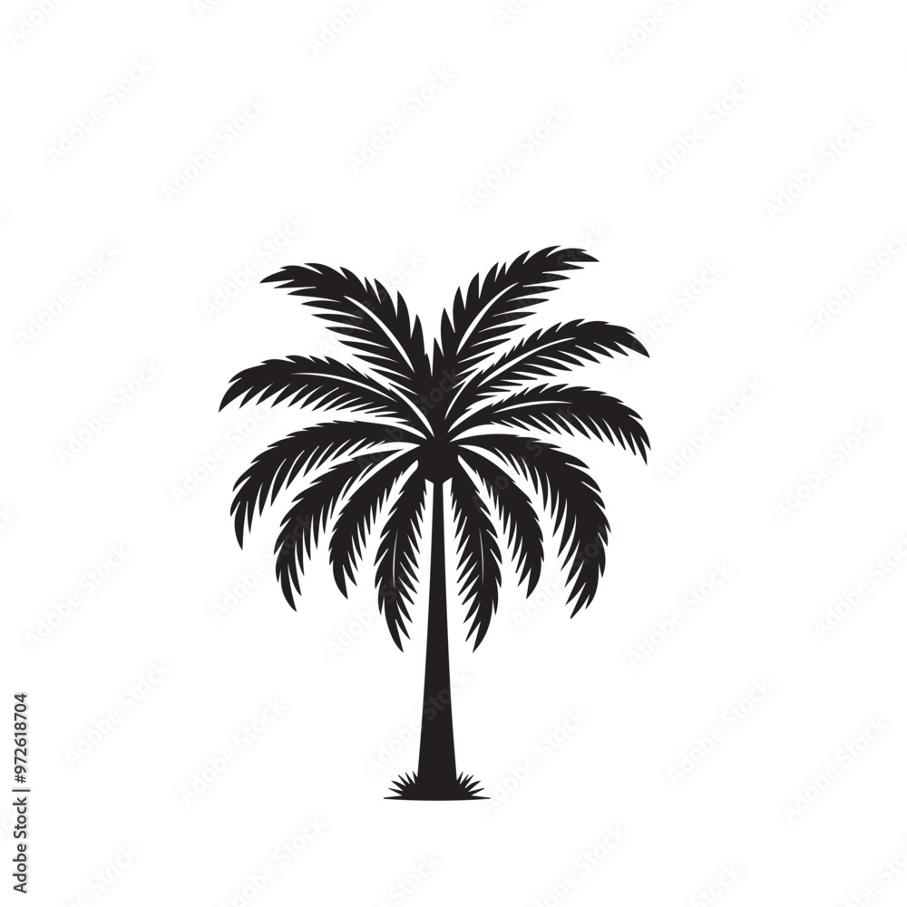 Fototapeta premium Palm tree vector design isolated on white background. Palm tree logo, icon, sign. Tropical palm tree illustration.