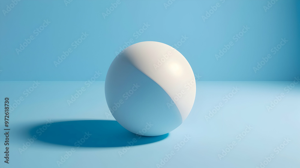 White cube sphere on blue background White cube sphere on blue background