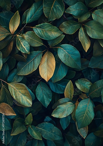 An innovative layout of green leaves. Juicy foliage makes a beautiful natural background for designs or textures.