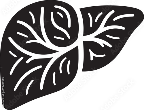 liver icon, black and white flat vector 