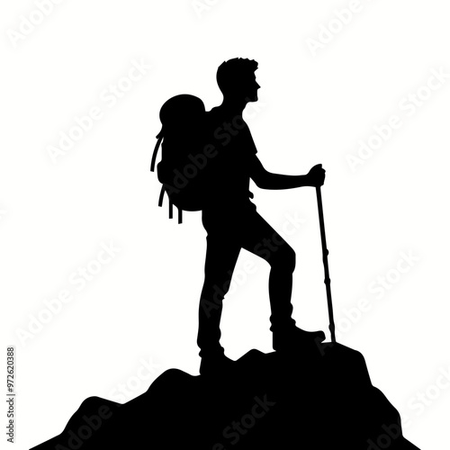 Minimalist Hiking Pose Silhouette for Adventure T-Shirt Design