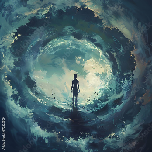 Rebirth From Ruin: A person breaking free from the vicious cycle of addiction, rising above their struggles and finding a new path to inner peace and self-discovery.