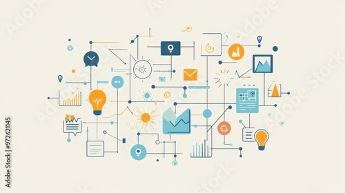 Wallpaper Mural Abstract infographic representing data analysis and digital connectivity with charts and icons on a light background Torontodigital.ca