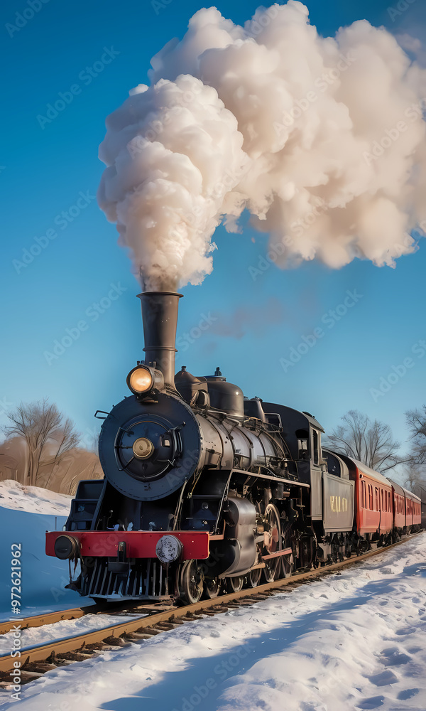 Naklejka premium steam train in the forest