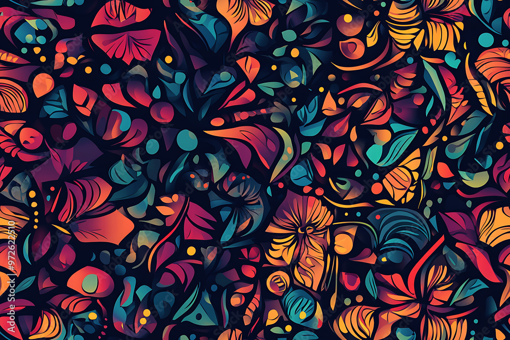 A flat art-style mandala featuring intricate symmetrical patterns and geometric shapes. The design radiates from the center with vibrant colors and balanced elements A flat art-style mandala featuring intricate symmetrical patterns and geometric shapes. The design radiates from the center with vibrant colors and balanced elements