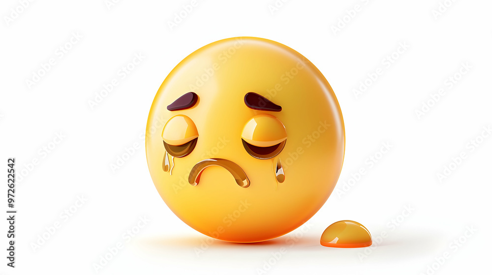 Fototapeta premium Sad emoji, emoticon, emotion, face, sad, cry, expression, communication, icon, sign, symbol