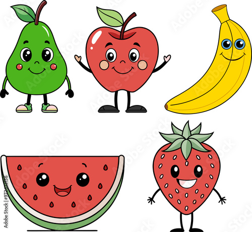 A svg collection of happy fruits