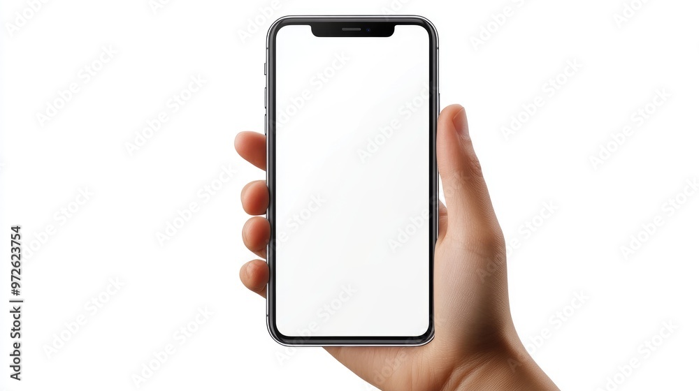 Holding a Smartphone with Blank Screen, Mockup for Design Presentation and App Development Holding a Smartphone with Blank Screen, Mockup for Design Presentation and App Development