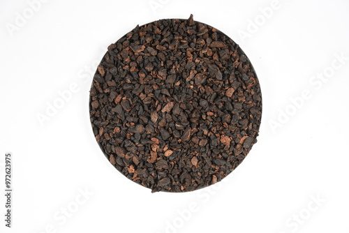 Goraka Garcinia hi-res stock photography and images. Garcinia coarse cuts. Dried Goraka pieces. Garcinia chips top view. stock images.  photo