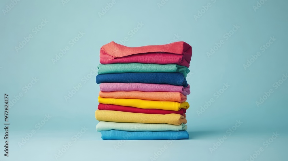 Neatly Folded Clothes in a Range of Colors