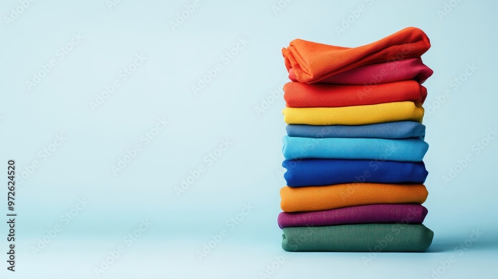 Neatly Folded Clothes in a Range of Colors Neatly Folded Clothes in a Range of Colors