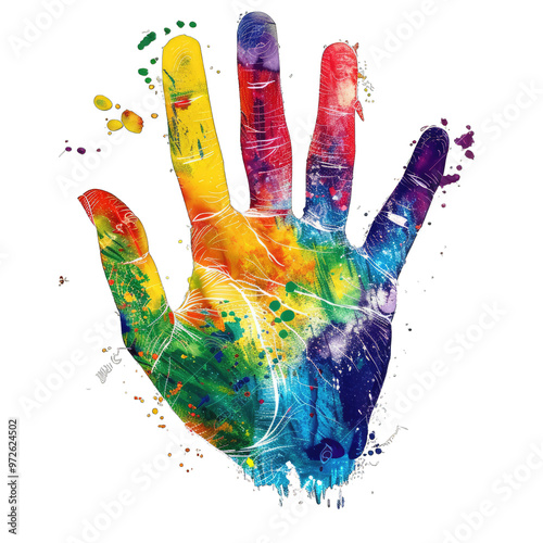 colorful hand prints on transparent background png
