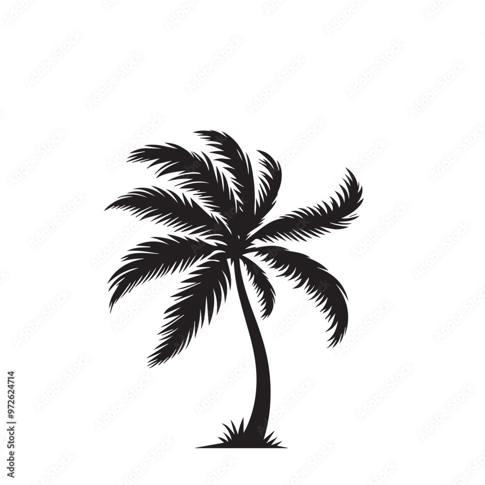 Fototapeta premium Palm tree vector design isolated on white background. Palm tree logo, icon, sign. Tropical palm tree illustration.