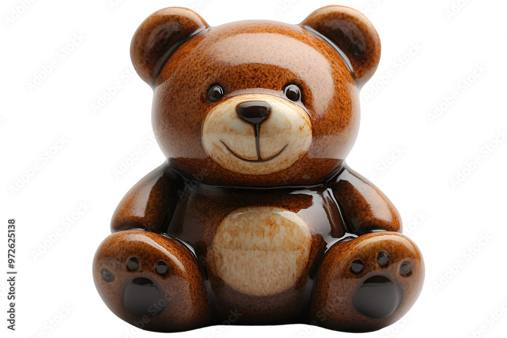 The body of the bear is made of a light brown material with a smooth tis made of a light brown material with a smooth texture. It appears to be made of ceramic or porcelain and has a glossy finish. The body of the bear is made of a light brown material with a smooth tis made of a light brown material with a smooth texture. It appears to be made of ceramic or porcelain and has a glossy finish.