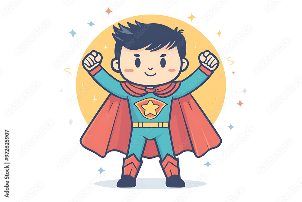 Vector illustration of a superhero kid wearing a cape, in flat line style on a white background, perfect for playful and empowering designs.
Vector illustration of a superhero kid wearing a cape, in flat line style on a white background, perfect for playful and empowering designs.