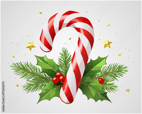 Christmas Candy Cane Illustration - Festive Holiday Decoration
