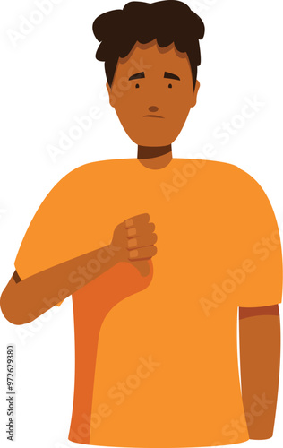 Young black man pointing his finger to his chest with an upset expression on his face
