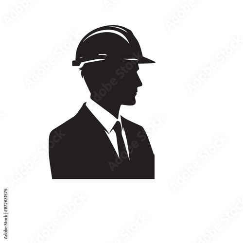 Engineer silhouette. Engineer vector design. Engineer logo, icon design.