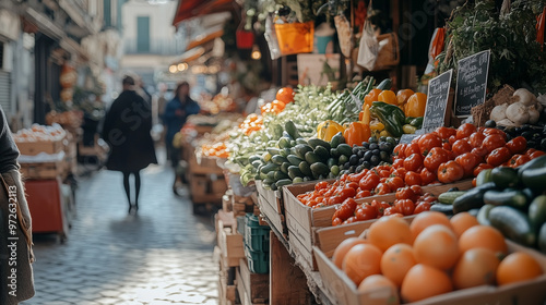 Exploring vibrant Mediterranean market delights during a bustling food tour photo