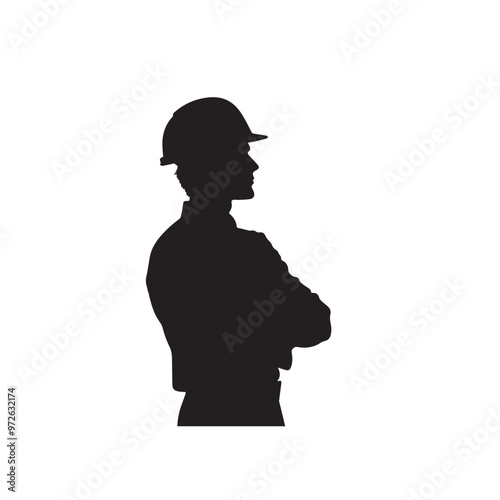 Engineer silhouette. Engineer vector design. Engineer logo, icon design.