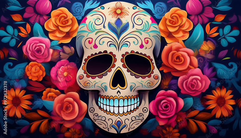 Sugar skull and roses pattern, combining traditional Día de los Muertos elements with f_1(829) Sugar skull and roses pattern, combining traditional Día de los Muertos elements with f_1(829)