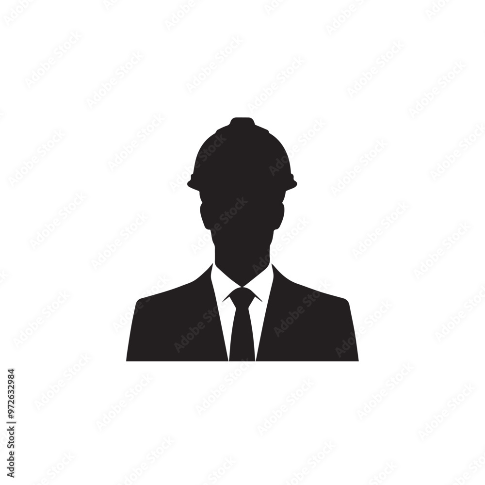 Engineer silhouette. Engineer vector design. Engineer logo, icon design. Engineer silhouette. Engineer vector design. Engineer logo, icon design.