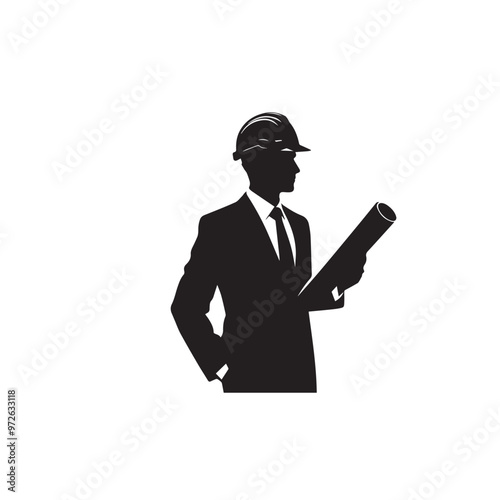 Engineer silhouette. Engineer vector design. Engineer logo, icon design.