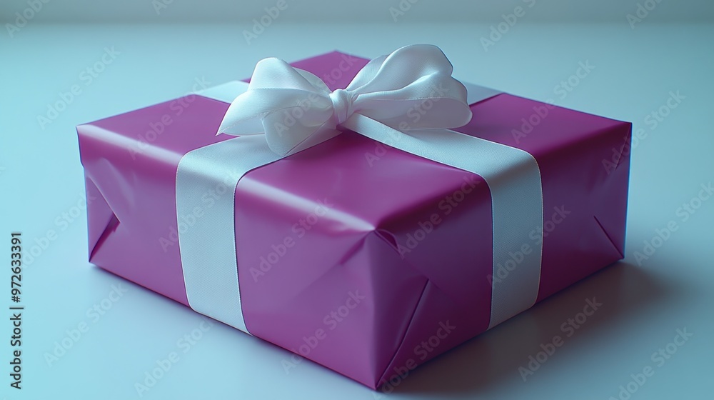 Obraz premium This delightful pink gift wrapped in white ribbon celebrates a special occasion with joy