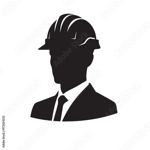 Engineer silhouette. Engineer vector design. Engineer logo, icon design.