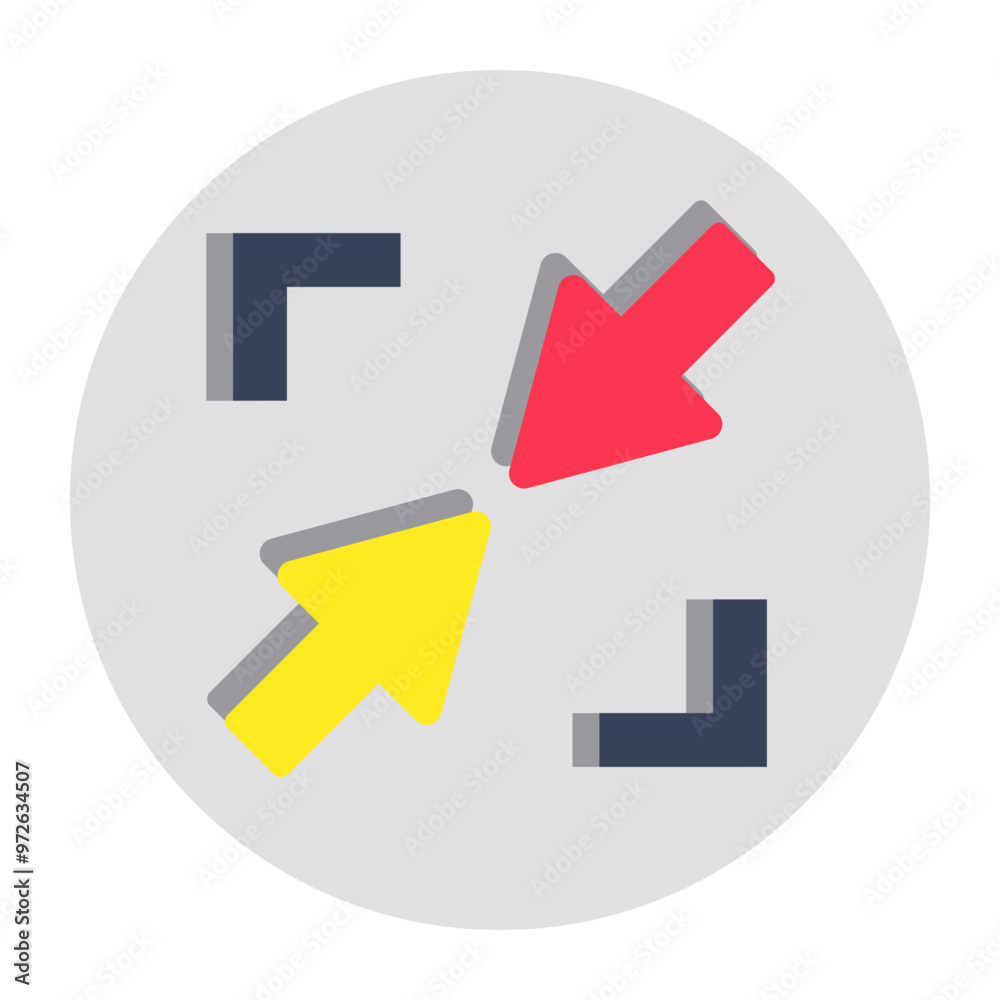 Editable design icon of inward arrows Editable design icon of inward arrows