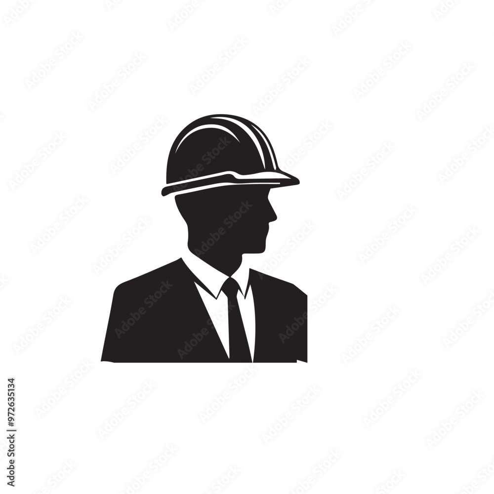 Engineer silhouette. Engineer vector design. Engineer logo, icon design.