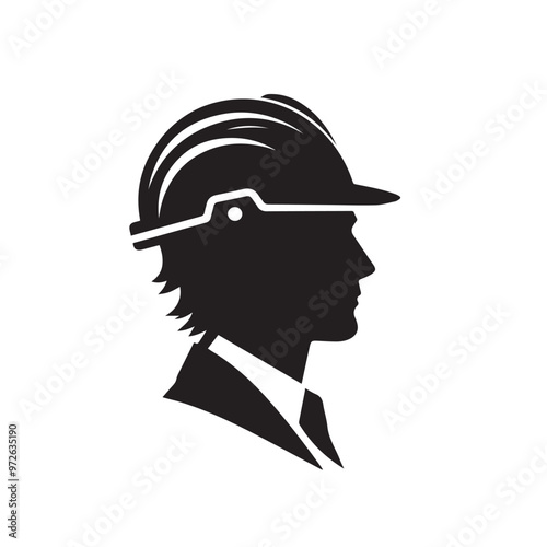 Engineer silhouette. Engineer vector design. Engineer logo, icon design.