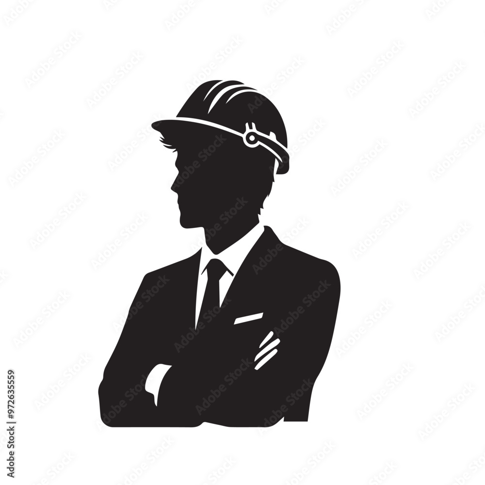 Engineer silhouette. Engineer vector design. Engineer logo, icon design.