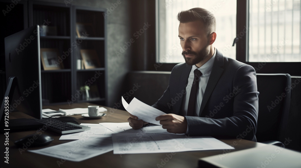 businessman working in office businessman working in office