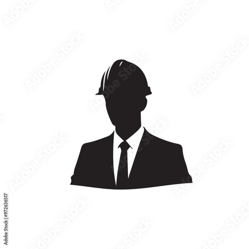 Engineer silhouette. Engineer vector design. Engineer logo, icon design.