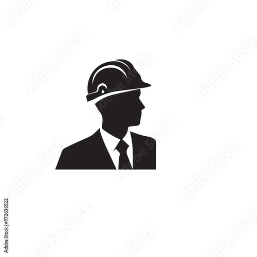 Engineer silhouette. Engineer vector design. Engineer logo, icon design.