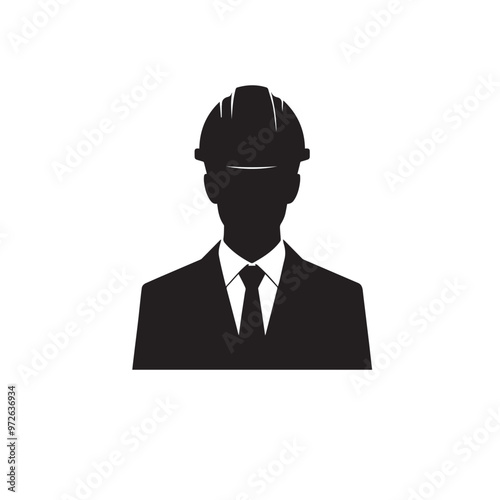 Engineer silhouette. Engineer vector design. Engineer logo, icon design.