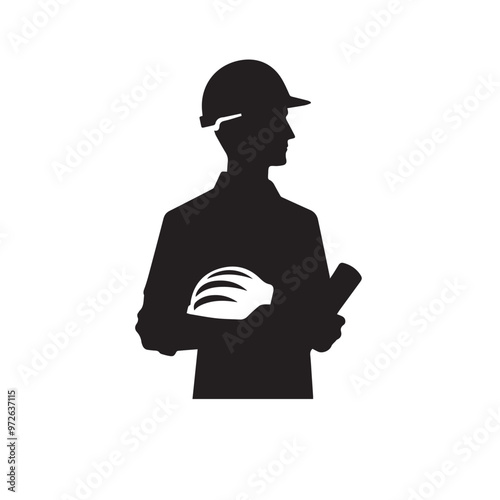 Engineer silhouette. Engineer vector design. Engineer logo, icon design.
