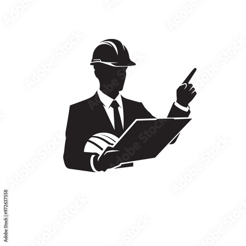 Engineer silhouette. Engineer vector design. Engineer logo, icon design.