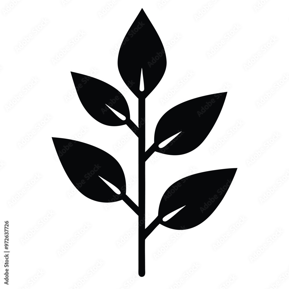 Black Silhouette Line Art Plant Vector. Black Silhouette Line Art Plant Vector.